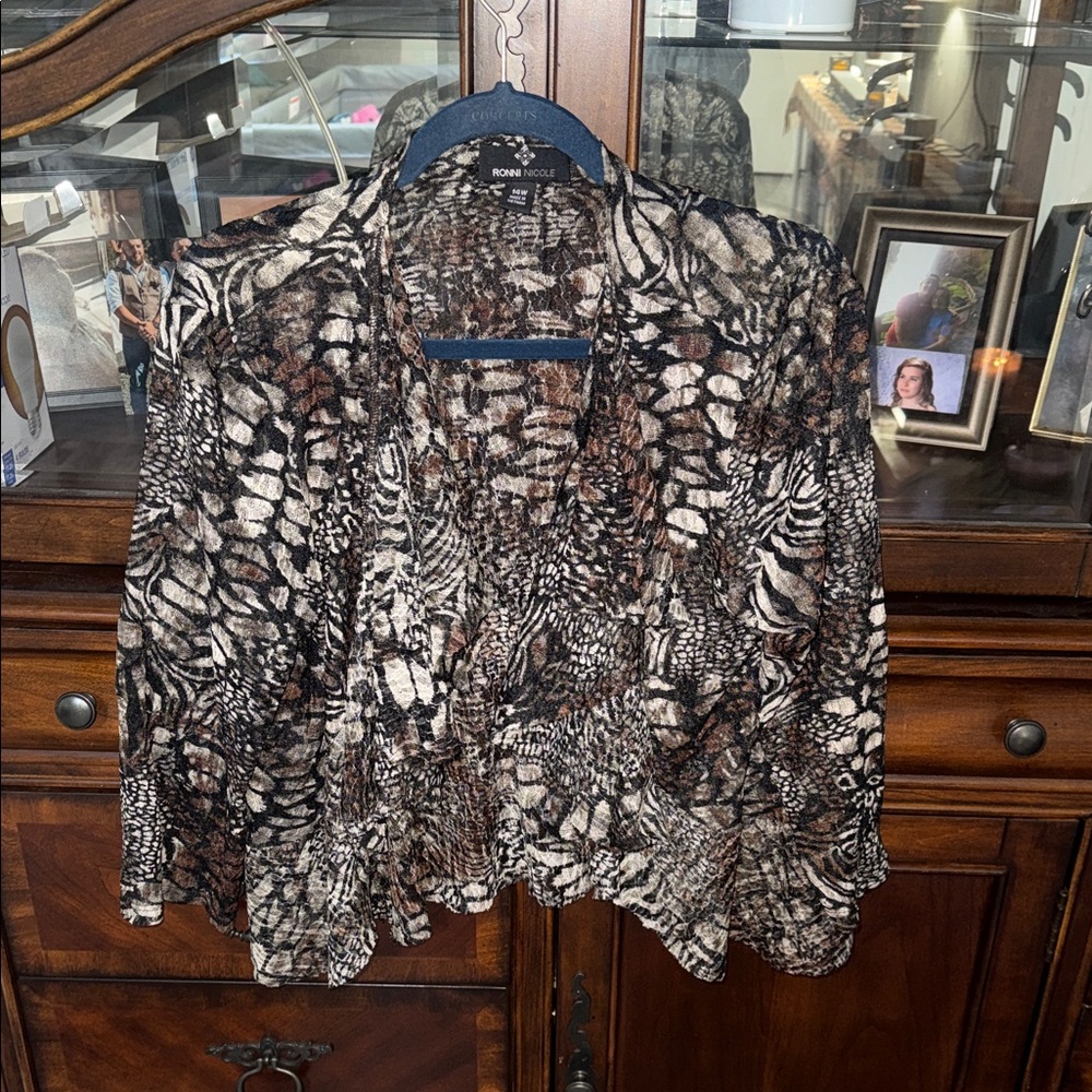Ronni Nicole Animal Print Blouse - Black and Brown